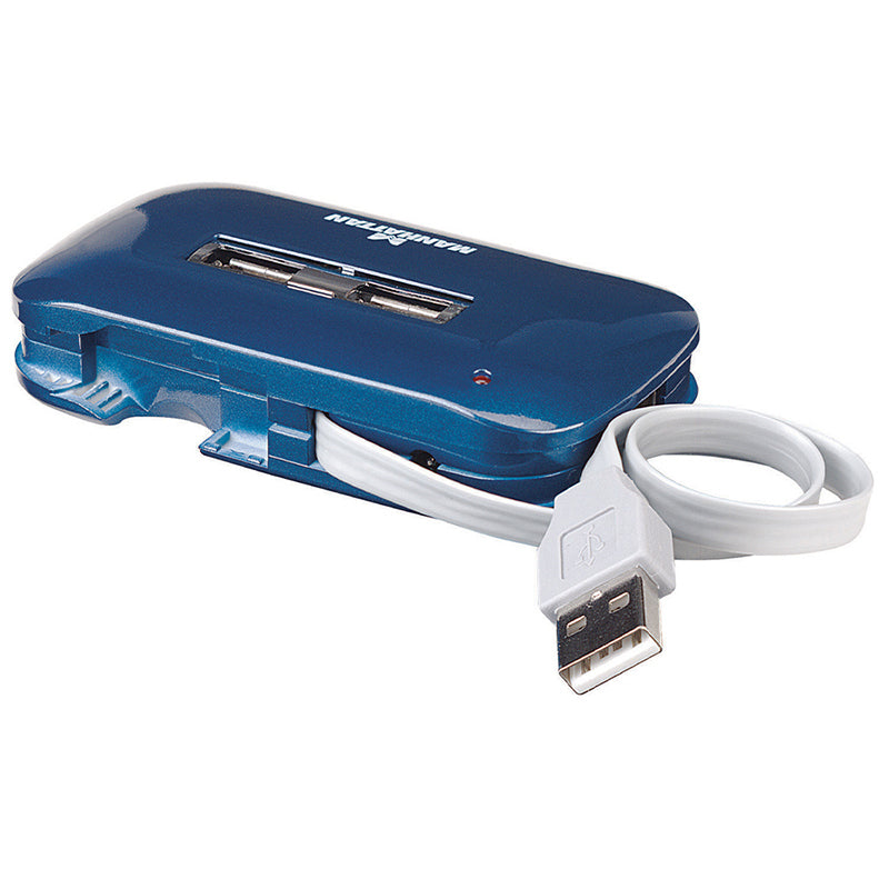 HUB MANHATTAN USB V2.0 7 PTOS AZUL 480Mbps CON FUENTE 161039