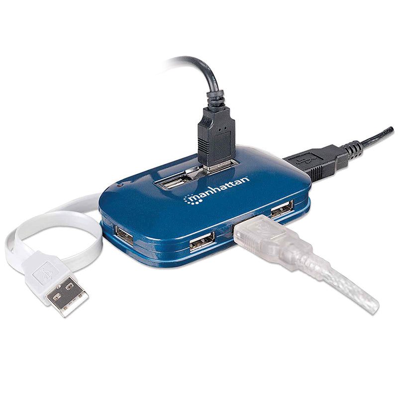 HUB MANHATTAN USB V2.0 7 PTOS AZUL 480Mbps CON FUENTE 161039