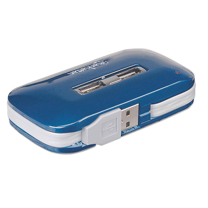 HUB MANHATTAN USB V2.0 7 PTOS AZUL 480Mbps CON FUENTE 161039