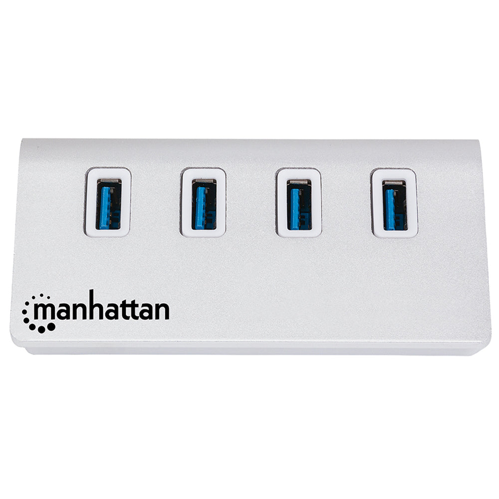 HUB USB A V3.0 Manhattan Aluminio 4 Puertos Alimentación por Bus 163767
