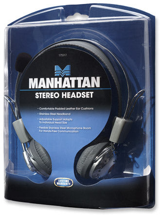 Diadema Manhattan con Micrófono Metálico Flex Acero Inox, Cable 1.75m