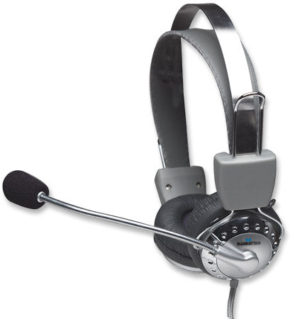 Diadema Manhattan con Micrófono Metálico Flex Acero Inox, Cable 1.75m