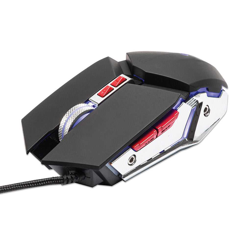 Mouse Manhattan Óptico Gaming 7 Botones USB 3200 DPI Luz LED 179348, Ergonómico y Preciso