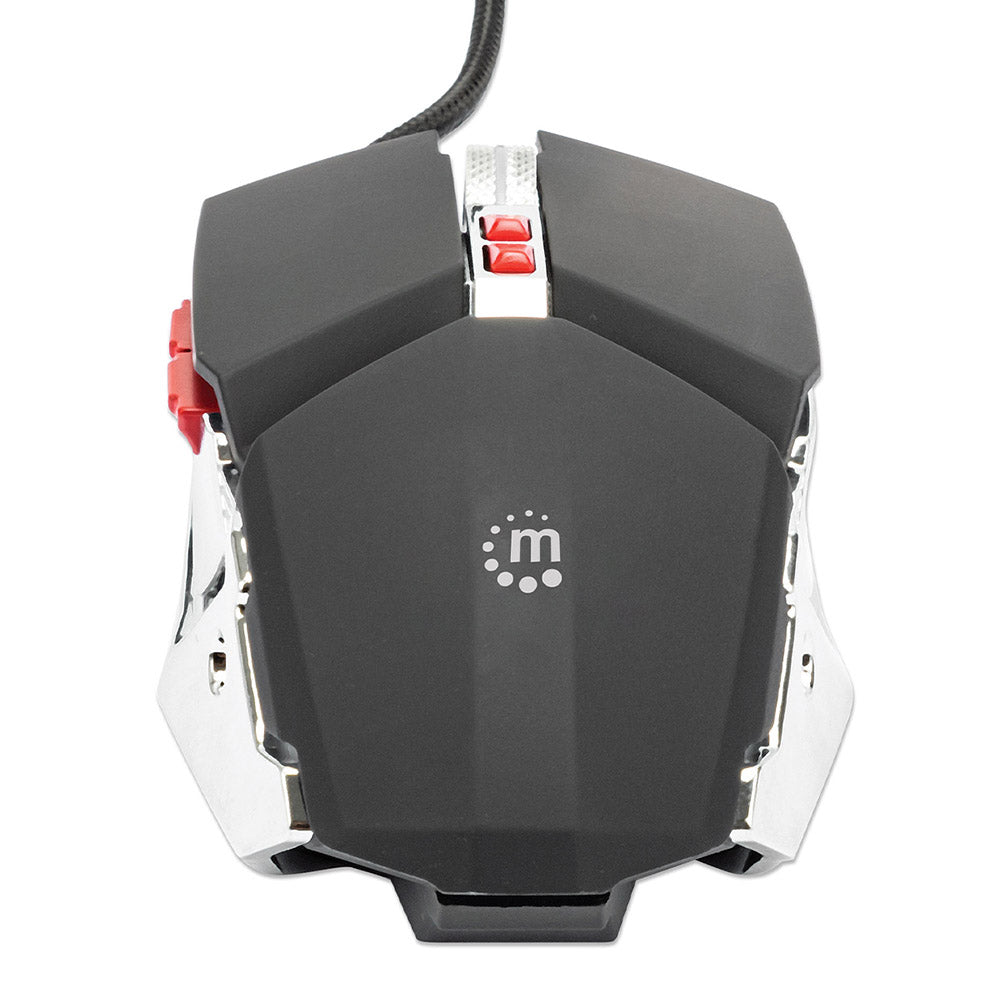 Mouse Manhattan Óptico Gaming 7 Botones USB 3200 DPI Luz LED 179348, Ergonómico y Preciso