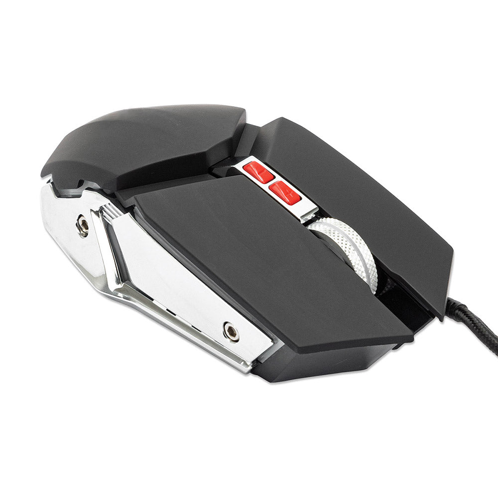 Mouse Manhattan Óptico Gaming 7 Botones USB 3200 DPI Luz LED 179348, Ergonómico y Preciso