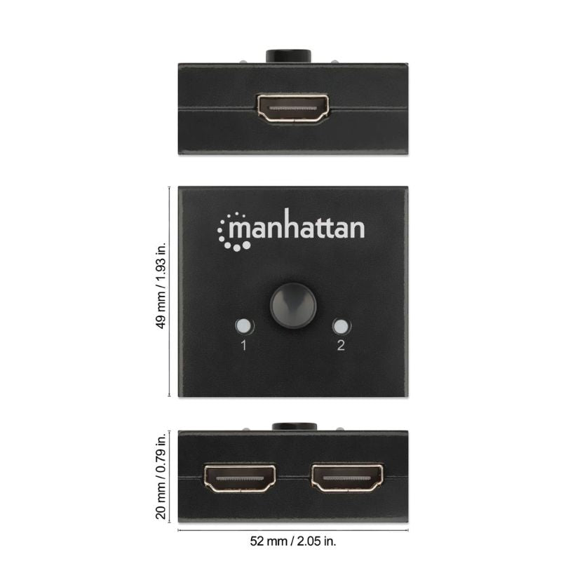 Switch HDMI 4K 60Hz Bidireccional 2.1 Manhattan 207850, 18Gbps, HDR, HDCP 2.2