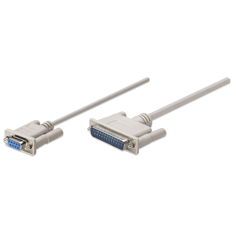 Cable Null Modem Manhattan DB9 H - DB25 M 1.8M, Transferencia de Datos Serial 314770