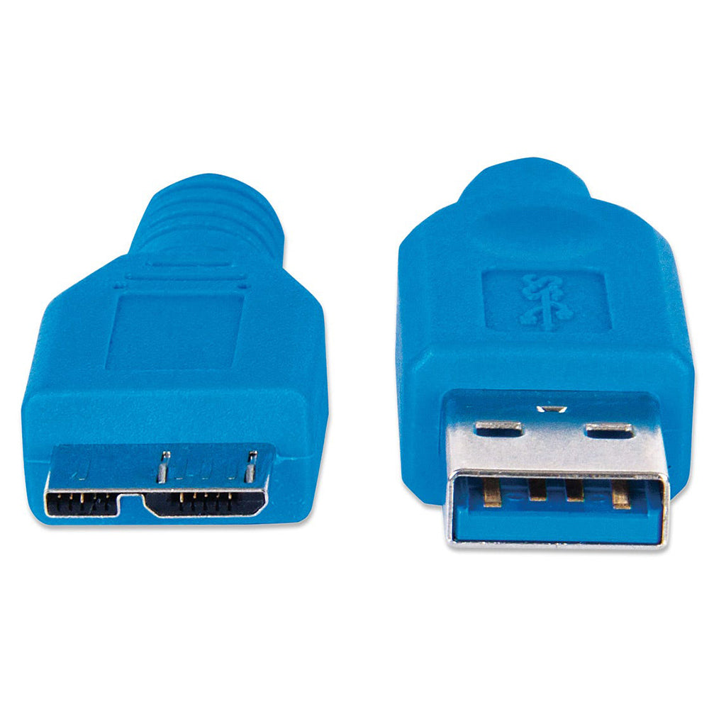 Cable USB 3.0 Manhattan A Macho a Micro B Macho 2m 5Gbps Azul