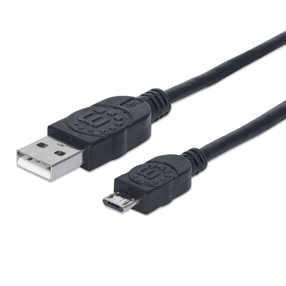 Cable Manhattan USB A Macho a Micro B Macho 0.5m Negro 325677 - Transferencia de Datos hasta 480Mbps