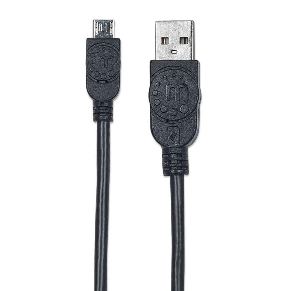 Cable Manhattan USB A Macho a Micro B Macho 0.5m Negro 325677 - Transferencia de Datos hasta 480Mbps