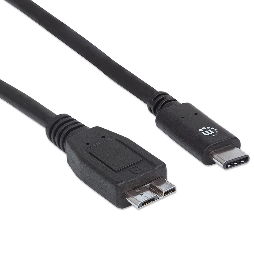 Cable USB-C Manhattan CM-Micro B V3 1.0m Negro 3Amp 353397, Transferencia Datos 480Mbps, Carga Rápida 60W
