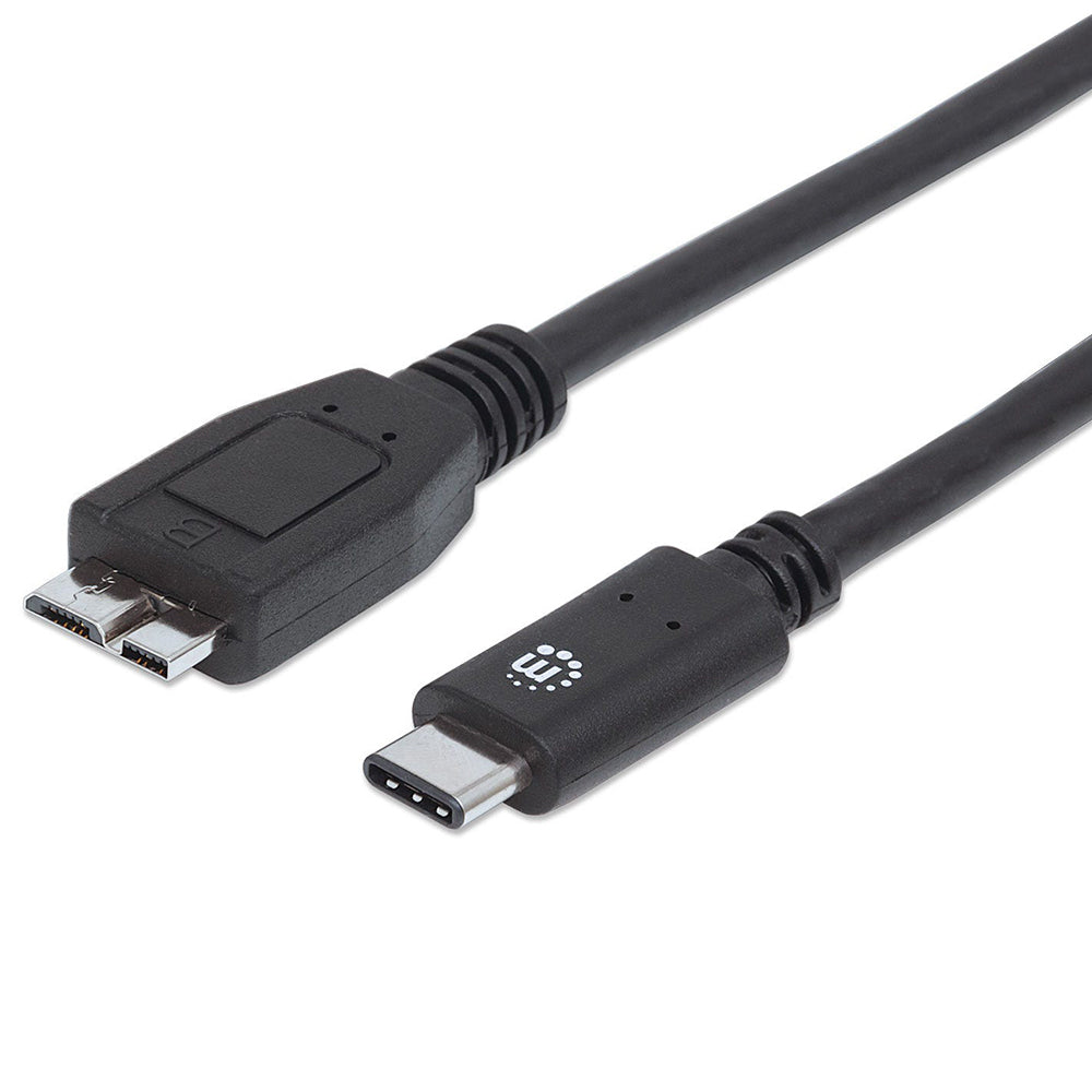 Cable USB-C Manhattan CM-Micro B V3 1.0m Negro 3Amp 353397, Transferencia Datos 480Mbps, Carga Rápida 60W