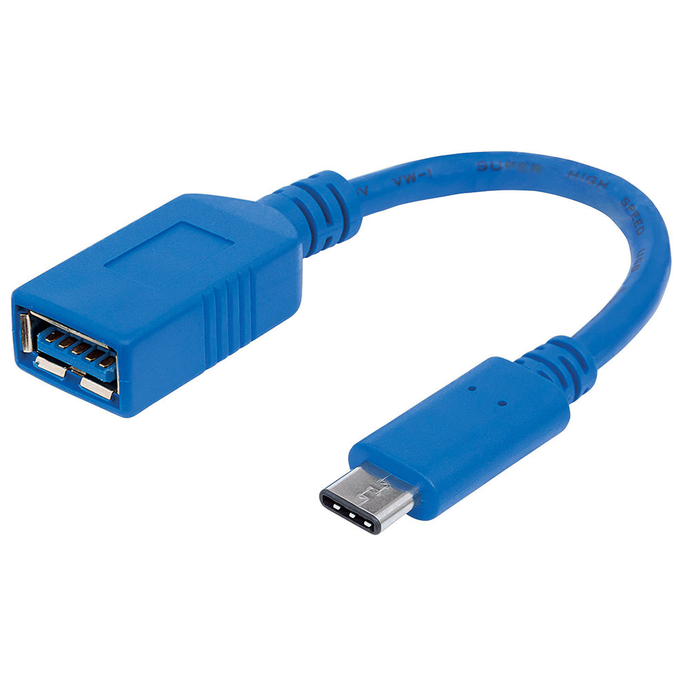 Cable USB-C Manhattan CM-A Hembra 15cm Azul 3Amp 353540, Transferencia Datos 10Gbps, Carga Rápida 60W