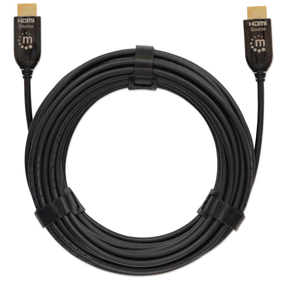 Cable HDMI Óptico Activo Plenum M-M 50m Negro Manhattan 355445, 18Gbps, 4K, 24AWG