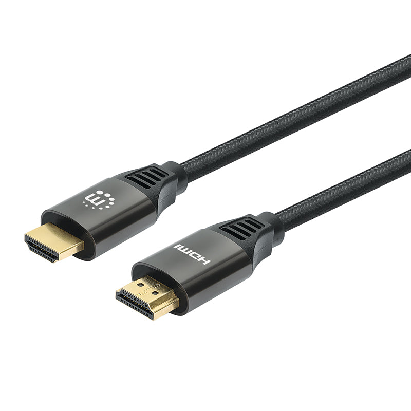 Cable HDMI Manhattan 2.1 Textil M/M 2.0m 8K 60Hz, Conectores Dorados, HDR 10, 4:4:4