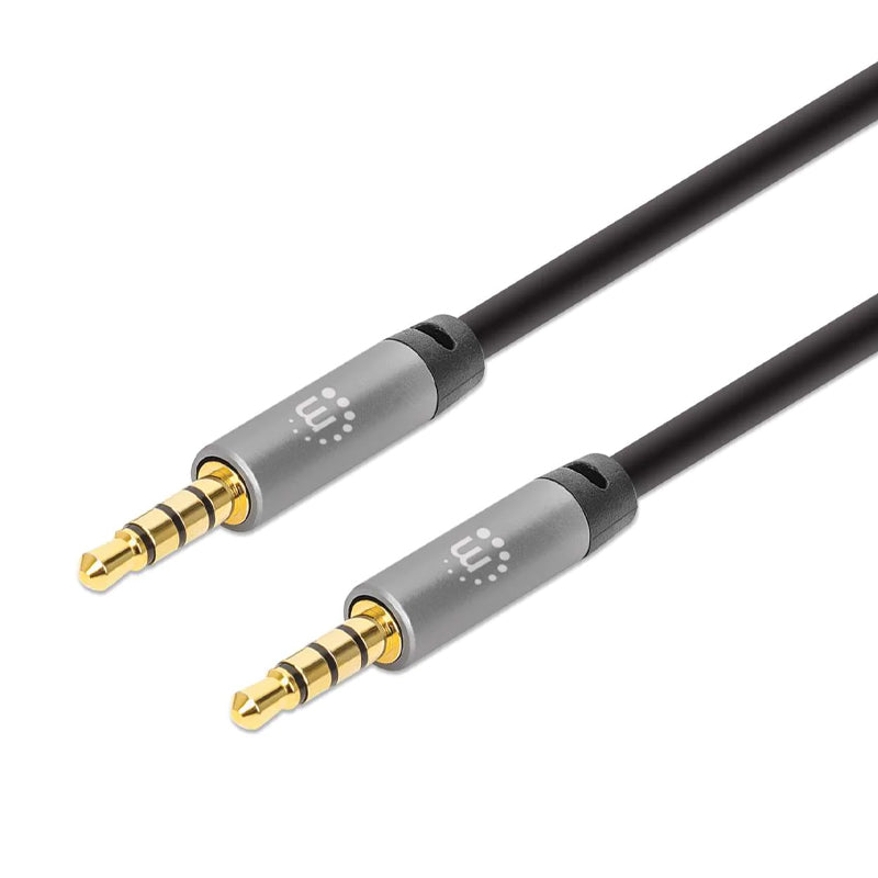 Cable Audio Manhattan Estéreo 3.5mm M-M 1.0m, Conectores Dorados, Blindaje Magnético
