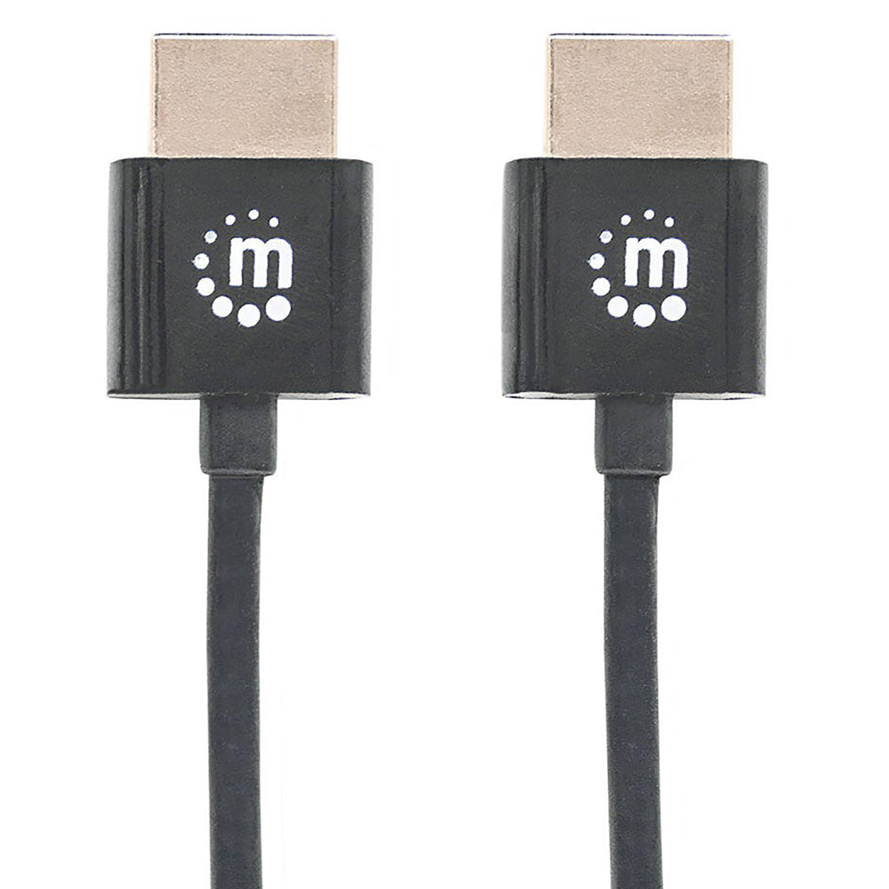 Cable HDMI Manhattan 2.0 UltraDelgado M-M 3.0m Negro 394376, 4K 60Hz, Ethernet