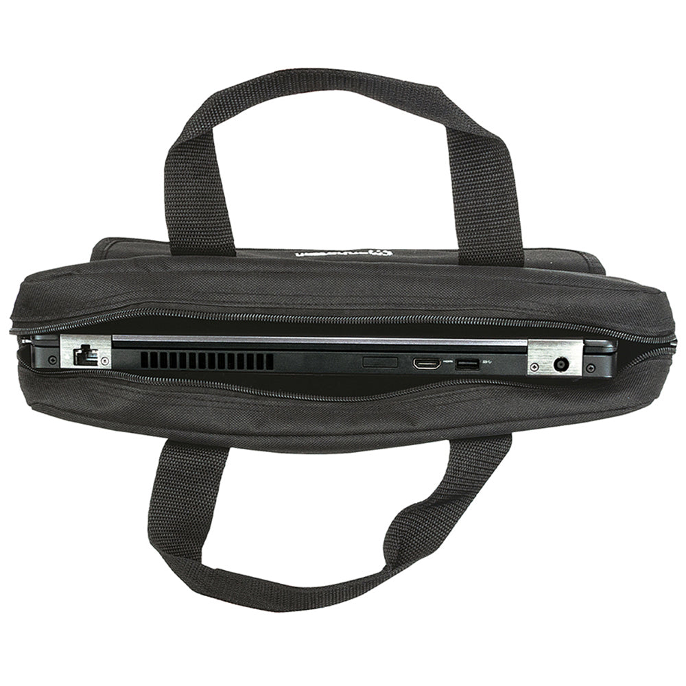 Maletín Manhattan Portafolio London 14.1" Negro Resistente Agua 439893, Compartimento Acolchado, Correa Ajustable, Bolsillos Organizadores