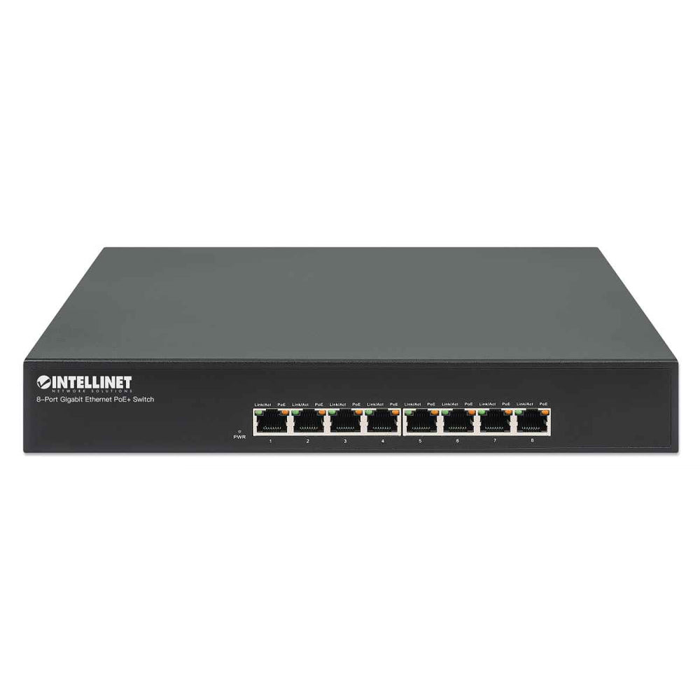Switch PoE 8 Puertos Gigabit 30W por Puerto, 140W Escritorio/Rack, Montaje en Pared
