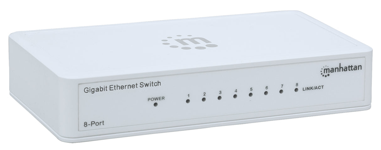 Switch Ethernet Gigabit 8 Puertos Manhattan Blanco 560702, Montaje en Rack