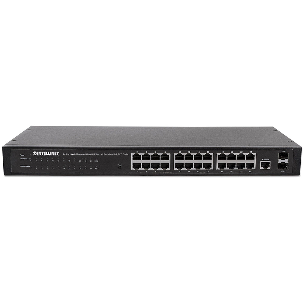 Switch Gigabit Ethernet 24 Puertos 10/100/1000 Mbps 19" Administrable 2 Puertos SFP Intellinet 560917