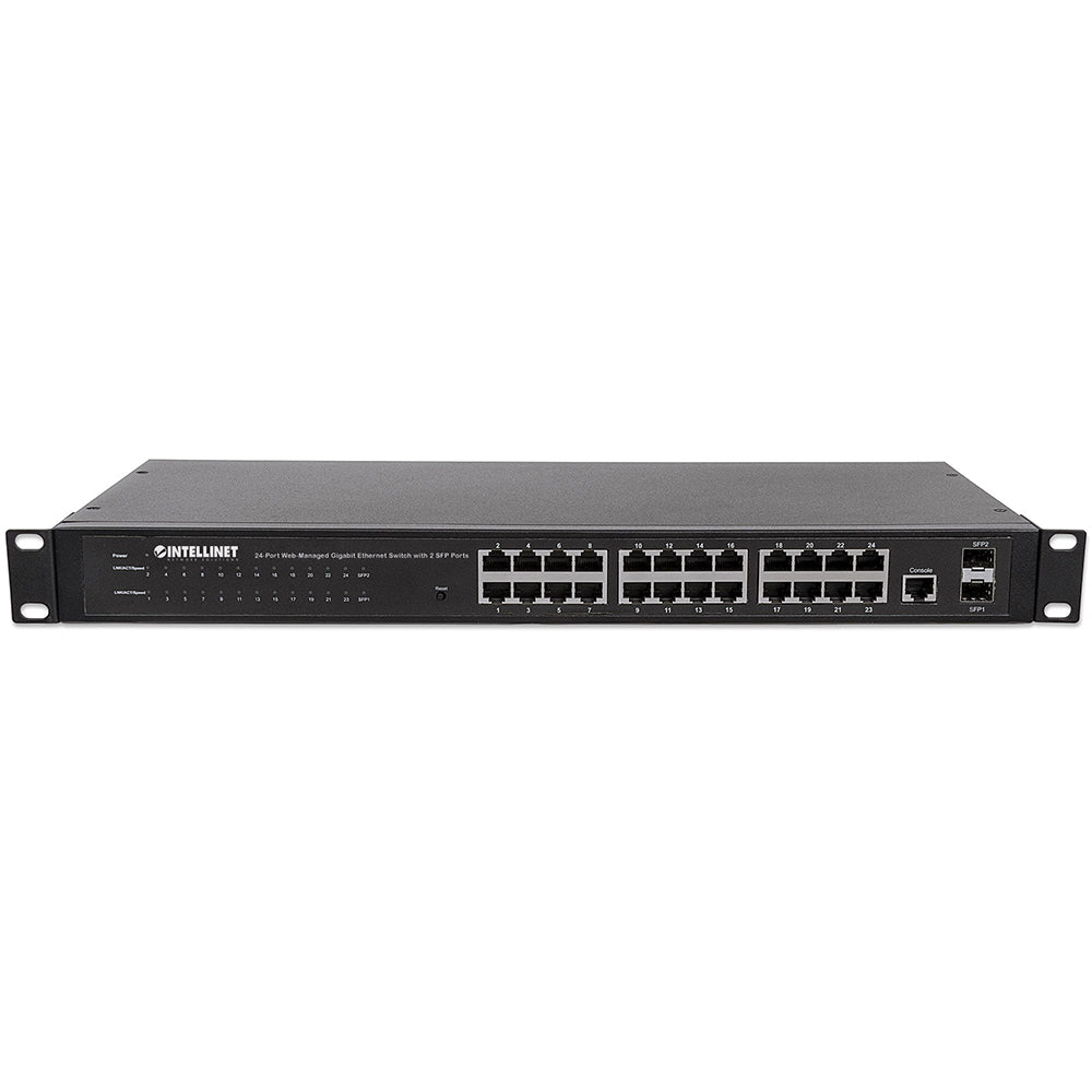 Switch Gigabit Ethernet 24 Puertos 10/100/1000 Mbps 19" Administrable 2 Puertos SFP Intellinet 560917