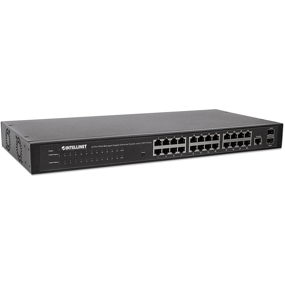 Switch Gigabit Ethernet 24 Puertos 10/100/1000 Mbps 19" Administrable 2 Puertos SFP Intellinet 560917