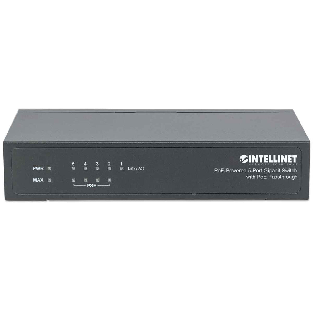 Switch PoE Gigabit 5 Puertos 30W por Puerto, 68W Escritorio Intellinet 561082