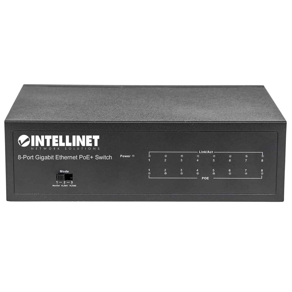 Switch PoE INTELLINET Gigabit 8 Puertos 30W/Pto, 60W Escritorio 561204