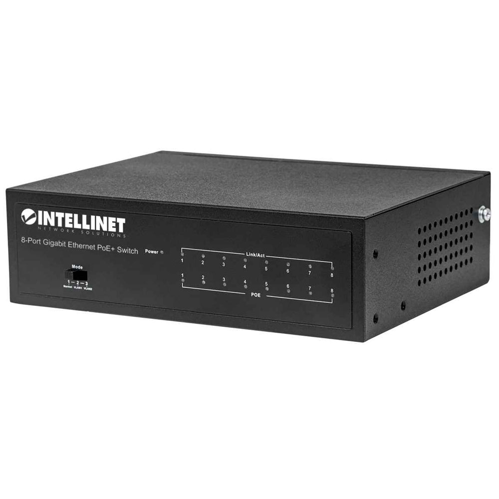 Switch PoE INTELLINET Gigabit 8 Puertos 30W/Pto, 60W Escritorio 561204