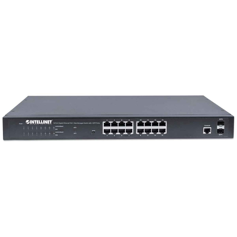 Switch PoE Intellinet Gigabit 16 Puertos 30W 220W Administrable 2 SFP