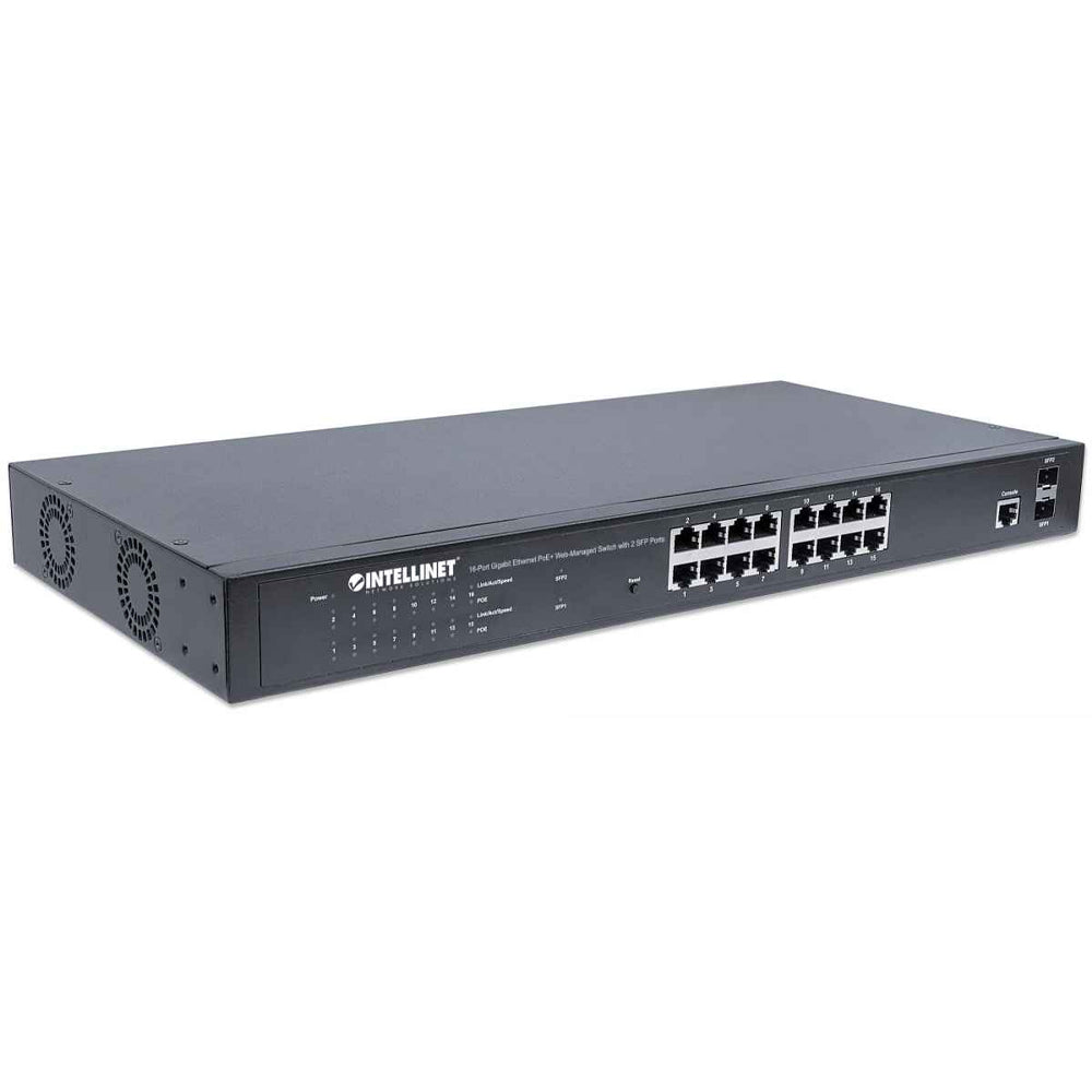 Switch PoE Intellinet Gigabit 16 Puertos 30W 220W Administrable 2 SFP
