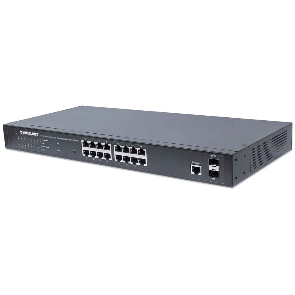 Switch PoE Intellinet Gigabit 16 Puertos 30W 220W Administrable 2 SFP