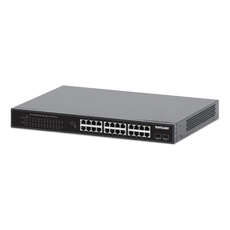 Switch PoE Intellinet 19 GB, 24 Puertos 370W, 30W x Puerto, 2 SFP