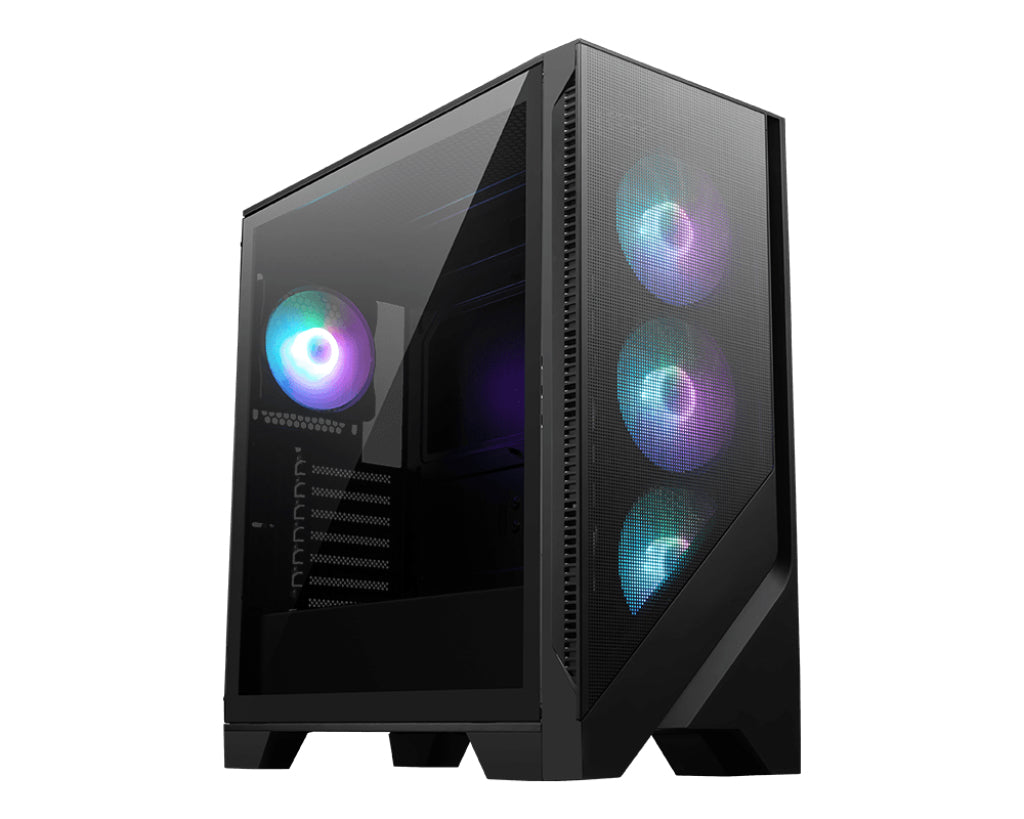 MSI MAG Forge 320R AIRFLOW carcasas ordenador Malla, Plástico Micro Torre PC Negro, Transparente