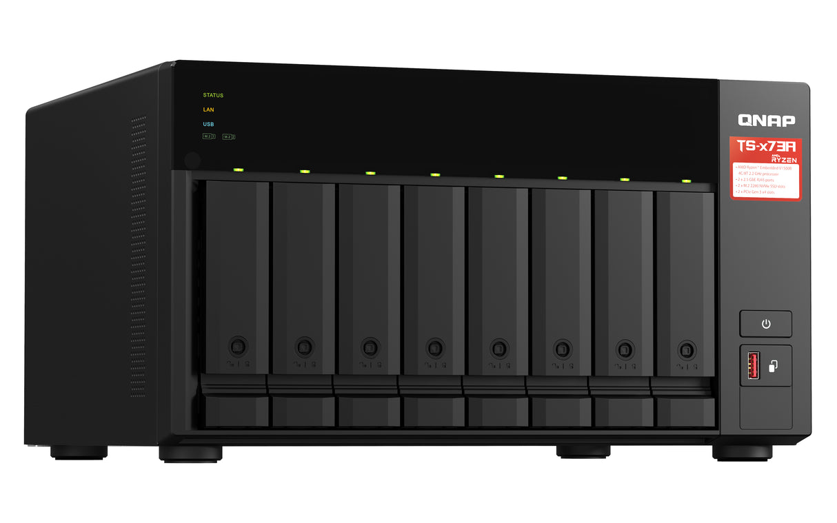 QNAP TS-873A NAS Torre Ryzen Embedded V1500B 8 GB DDR4 0 TB QuTS hero Negro