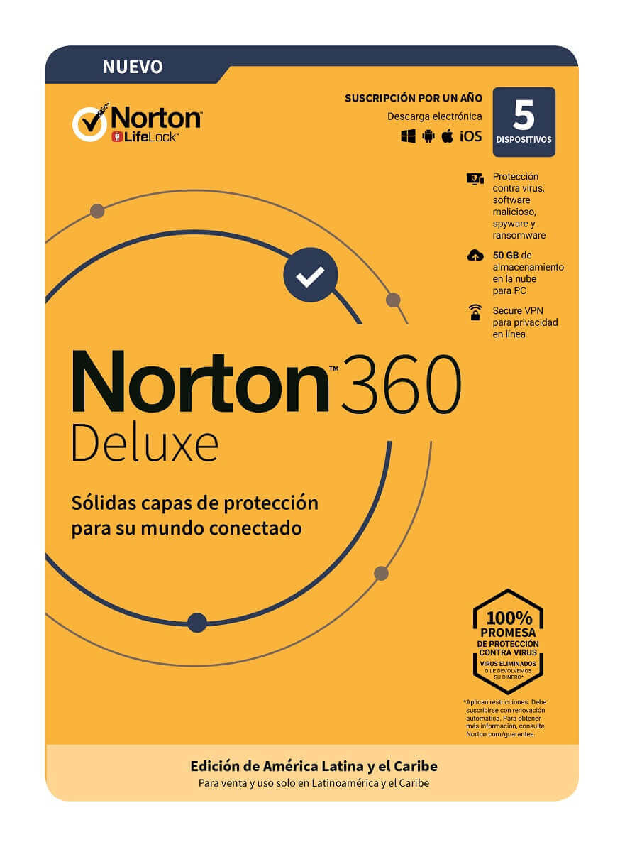 Norton Norton 360 Deluxe software de seguridad Seguridad de antivirus Completo Español 5 licencia(s)