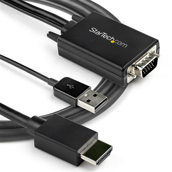 StarTech.com Cable de 2m Adaptador VGA a HDMI - Alimentado por USB - 1080p Cable Derecho Derecho USB 2 m