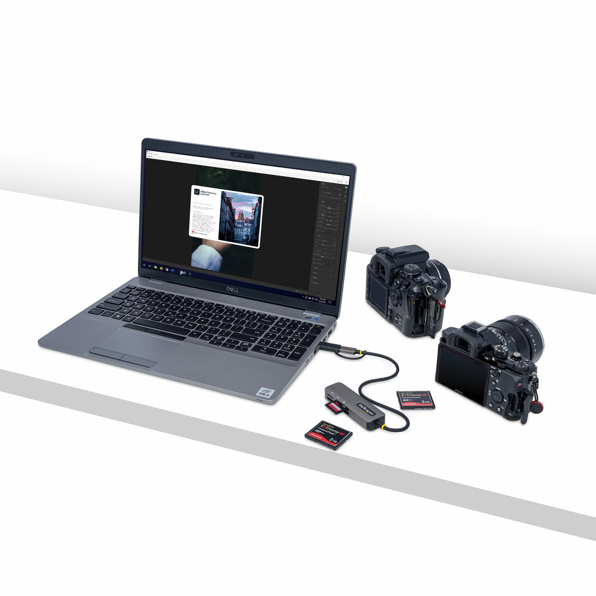 StarTech.com Lector USB 3.0 de Tarjetas de Memoria Flash SD CompactFlash y microSD - Grabador USB-C de Tarjetas de Memor