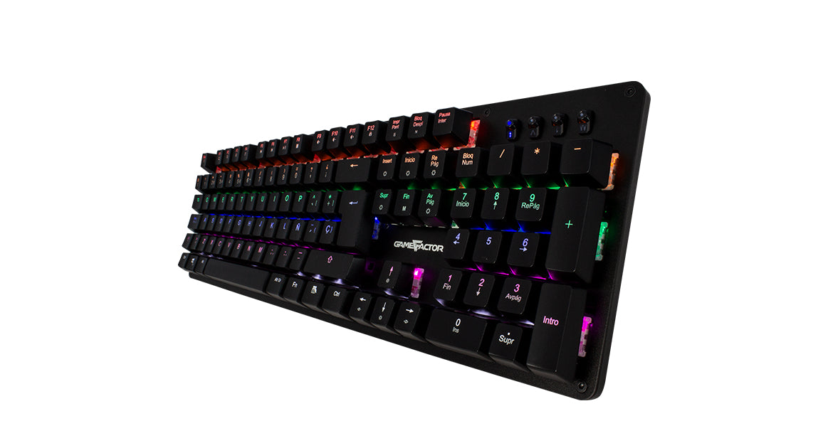 Game Factor KBG400-B teclado Juego USB QWERTY Inglés Negro, Alámbrico, Interruptor mecánico, LED RGB