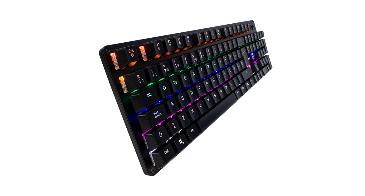 Game Factor KBG400-B teclado Juego USB QWERTY Inglés Negro, Alámbrico, Interruptor mecánico, LED RGB