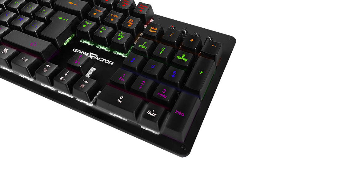 Game Factor KBG400-B teclado Juego USB QWERTY Inglés Negro, Alámbrico, Interruptor mecánico, LED RGB