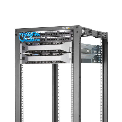 StarTech.com Rack 18U Móvil de Marco Abierto de 4 Columnas para Servidores - Rack de Cuatro Columnas de 19 Pulgadas para