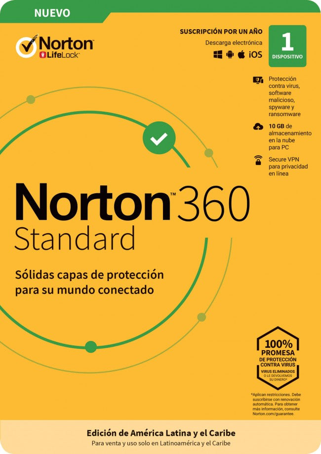 Norton Norton 360 Standard software de seguridad Seguridad de antivirus Licencia Base Español