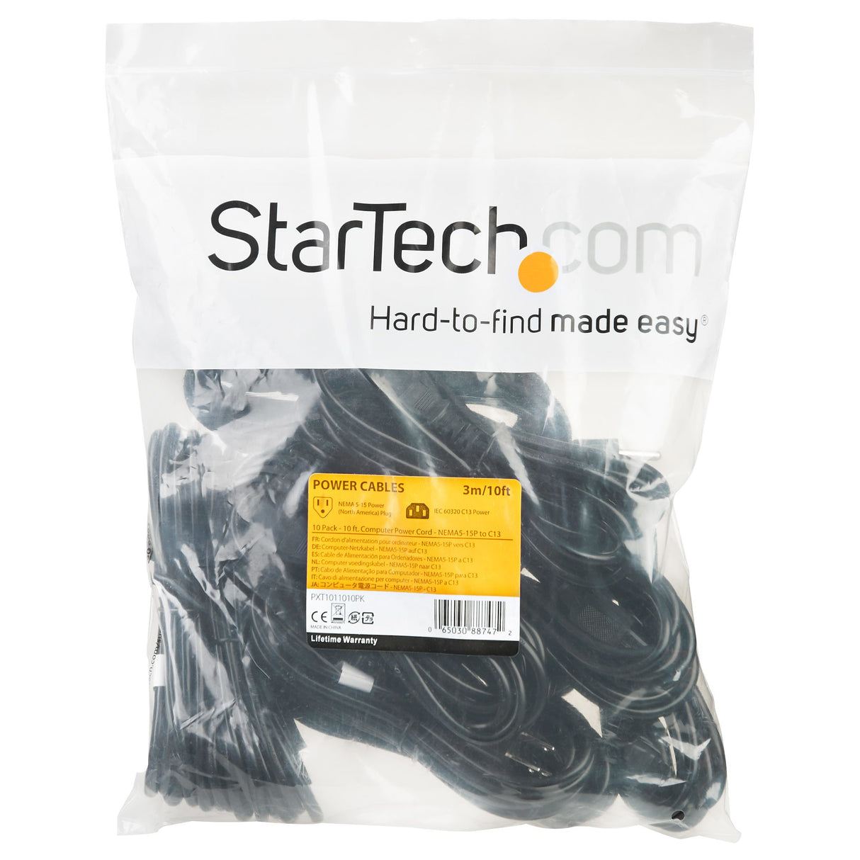 StarTech.com PXT1011010PK Cable Negro Macho Hembra 3 m