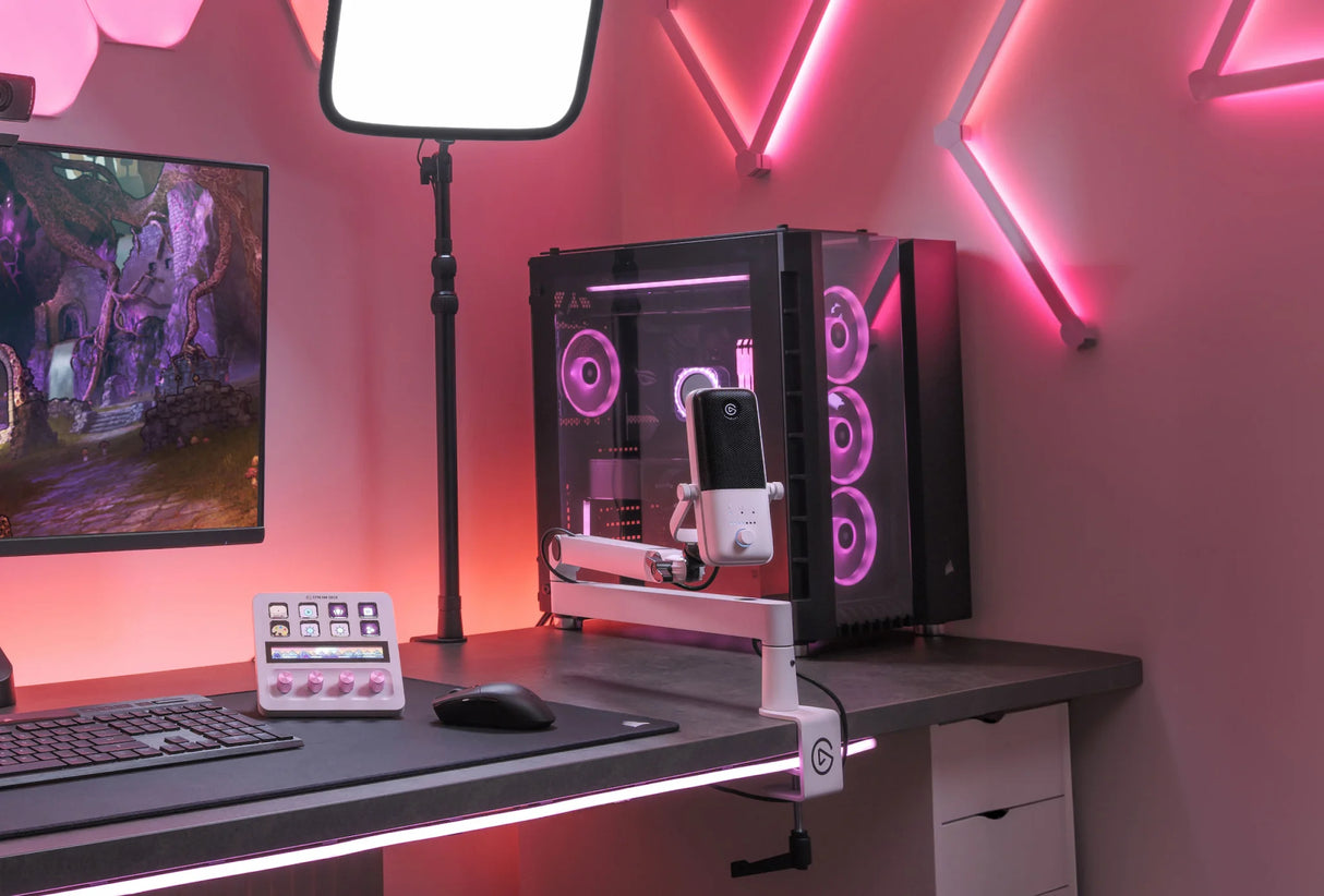 Elgato 10AAN9911 soporte para micrófonos Soporte para micrófono de radiodisfusión, Base para escritorio, Blanco, Metal