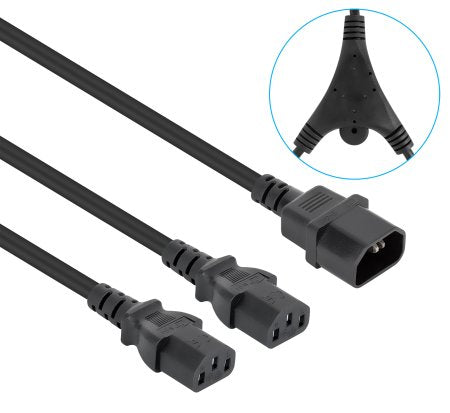 LM-Cable de corriente en Y, 1xC14 a 2xC1