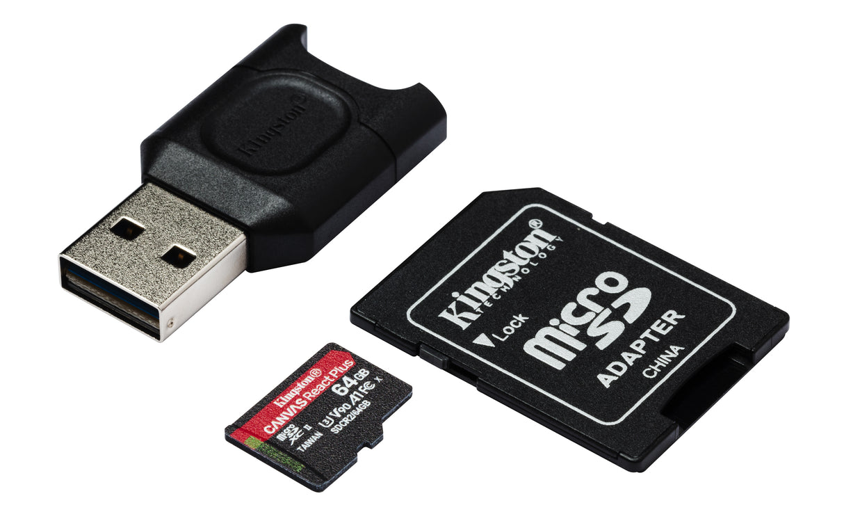 Kingston Technology Canvas React Plus Memoria Flash 64 GB MicroSD 285 MB/s 165 MB/s