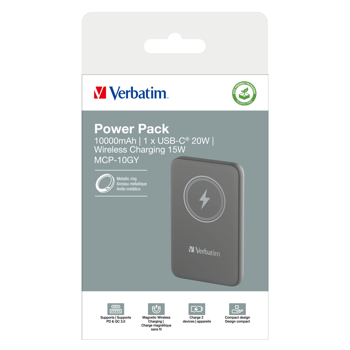 Verbatim Charge 'n' Go Batería 2 Gris Teléfono móvil/smartphone Rectángulo