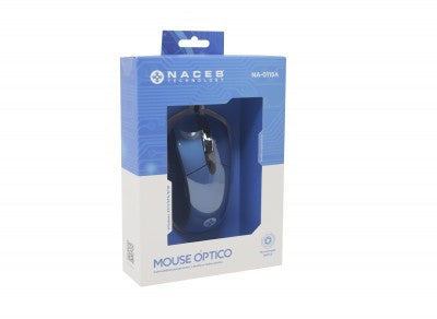 Naceb Technology NA-0115A ratón Oficina Ambidiestro USB tipo A Óptico 2400 DPI, Azul